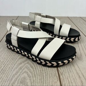 Sorel Roaming Crisscross Espadrille Chevron Pattern Sandals US9 Chalk $110